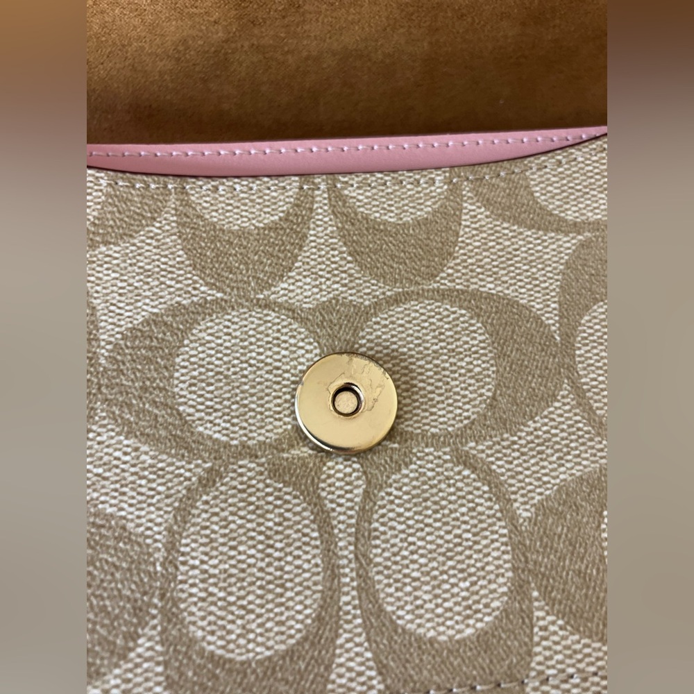 Coach Morgan Crossbody In Signature Canvas Pink With Snake Embossed Leather - Picture 10 of 11